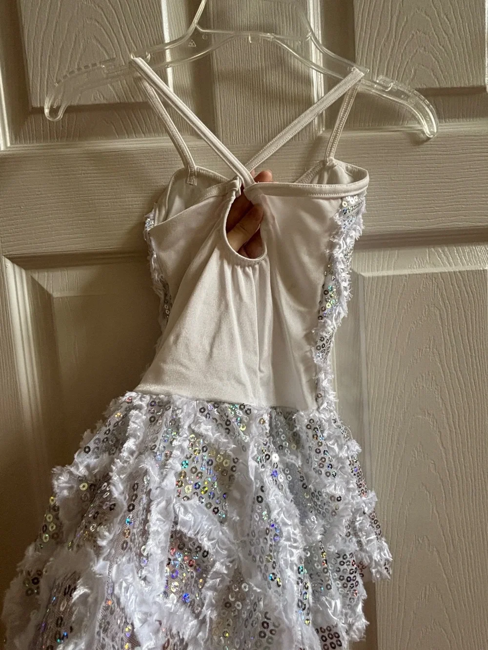 White Sequin Ruffled Party Dress